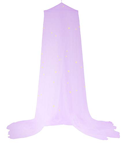Bcbyou Bed Canopy Mosquito Net With Fluorescent Stars Glow In Dark For Baby, Kids, And Adults, For Cover The Baby Crib, Kid Bed, Girls Bed Or Full Size Bed (Purple) #TOP1