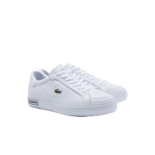 Lacoste Women's Powercourt Leather Considered Detailing Trainers, White & Black 147, 5