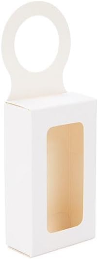 Miniatura 5 de ClearBags Caja de botella de vino de papel blanco con ventana, tamaño 2 14 "x 1 18" x 3 78", cajas de regalo plegables colgantes, sostiene trufas,