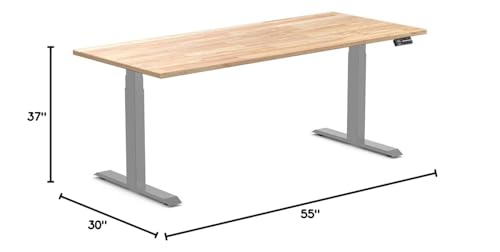 Image of Desky Electric Standing Desk, 72 x 30 inch Rubberwood Height Adjustable Sit Stand Desk, Dual Motor, Memory Presets, Ergonomic Workstation for Home Office - Natural Timber Top