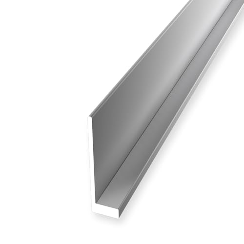 Zócalo de 5,5 x 21 x 2500 mm, altura del borde, 4,7 mm, perfil de cierre en L, aluminio anodizado, liso, perfil angular, sin taladrar, perfil de metal plateado, perfil de conexión Küberit