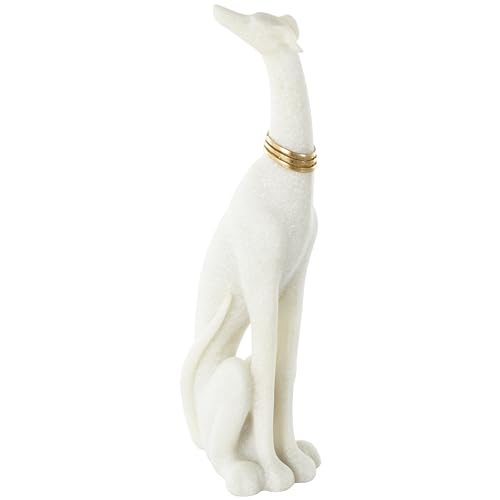 Estatua decorativa de perro crema en polystone 3x4x15 pulg miniatura 1