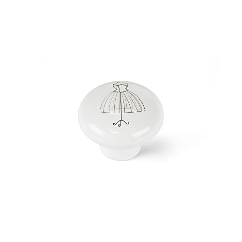 Rei BLISTER with 4 ROUND KNOBS for FURNITURE MADE in PORCELAIN ILLUSTRATED FINISH MOD.E817 diameter 40mm, Multicoloured