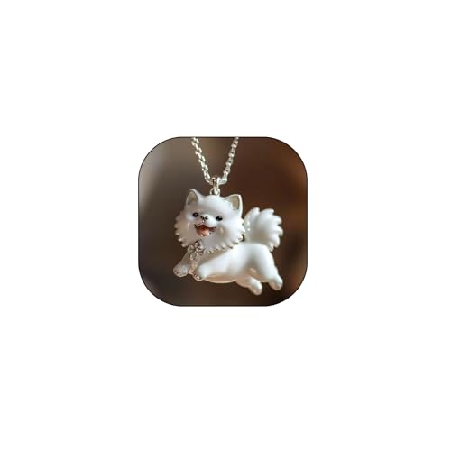 LittleFathand Cute Dog Necklace for Women Men Lovely Pet Dog Animal Necklace Pendant Dainty Samoye Choker Necklace Birthday Jewelry Gift