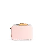 CREATE / TOAST RETRO / Tostadora de Pan Automática Rosa / Doble rebanadas ancha, 850Ws, Termostato, 6 Niveles de Potencia, Bandeja Recogemigas, Acabados Acero Inoxidable.