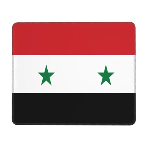 Image of SHEnshg Syrian flag Printed Gaming Mouse Pad, 3mm Thick Desk Mat with Non-Slip Rubber Base, Full Surface Print & Stitched Edge for PC, Laptop, Office, Computer