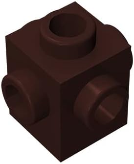 Ladrillo de construcción clásico a granel 1x1 con pernos en 4 lados, 100 piezas de ladrillo de construcción de azufaifo marrón 1x1 con pernos en 4