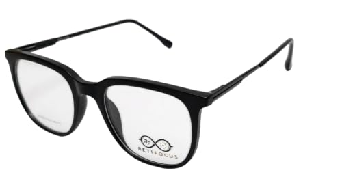 Image of Soft Square Optical Eyeglass Frame for Men & Women, Front with Metal Temples, Clear Demo Lenses, Lightweight Mixed Material Frame, Ribbed Temple Design for Prescription Lens Replacement