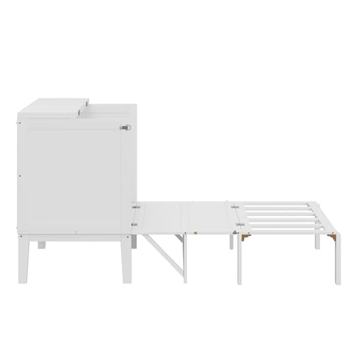 XPSSJMU Wandbett 90x200 cm, Wandbett mit Lattenrost, wandmontiertes Klappbett, vertikales Wandbett mit Lattenrost, weiß – Bild 8