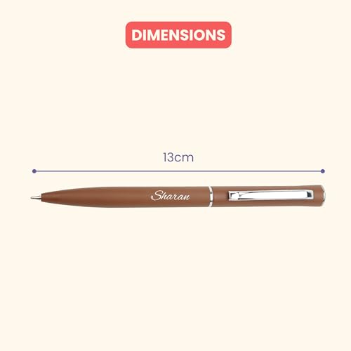 Image of YOUR GIFT STUDIO Personalized Pen with Name Engraved I Metal Classy Customized Roller Ball Pens I Comfortable to Hold & Write I Gift for Men & Women Birthday Corporate Gifting (Brown)