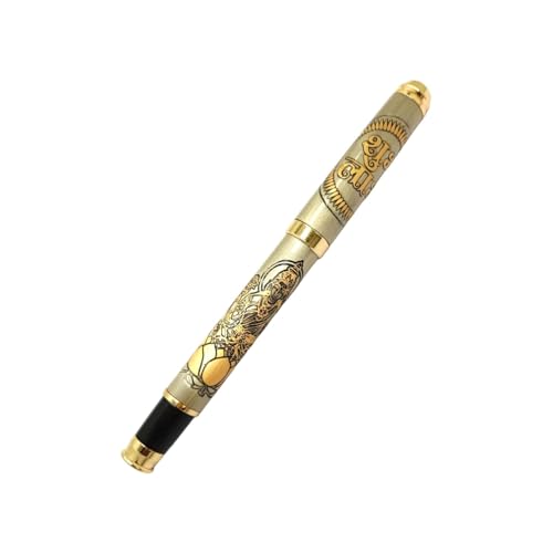 Image of Maha Laxmi Ji Etched Pen Diwali Special Premium Brass Roller with Divine Lakshmi Engraving & Prosperity Blessings