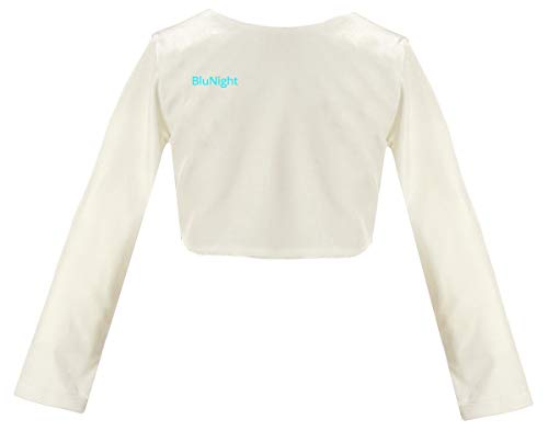 Image of BluNight Collection Little Girls Long Sleeve One Button Velvet Bolero Sweater Jacket Dress Cover Up