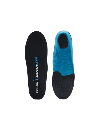 Sof Sole Ultra Lite Semelles - Semelles orthopédiques légères, soutien de la voûte plantaire, amortissantes, respirantes, idéales pour la course, la marche & chaussures de travail
