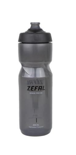 ZEFAL Sense Pro 80 Bidón Bicicleta Negro Ahumado - Botella Ciclismo - Bidón MTB/Bici Montaña o Bicicleta de Carretera - Negro Ahumado, 800ml, 85g - Fabricado en Francia