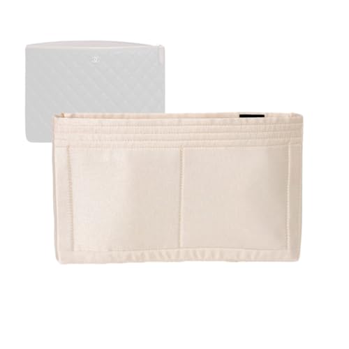 Zoomoni Silky Purse Organizer for Chanel Classic Pouch Large (Bag Length: 35cm) (Handmade/4 Color Options) [Silky Satin, Silk Liner, Insert, Shaper]
