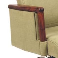 Image of High Back Executive Office Chair with Wooden Armrests & Wooden Wheel Base | Swivel, Height Adjustable Director Chair | Upholstered Ergonomic Desk Chair for Office & Home | Cream