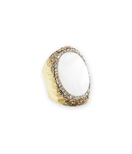 Paloma Bijoux Bague Ouverte Ajustable - Pierre Naturelle Véritable - Laiton Doré à L'Or Fin (Nacre)