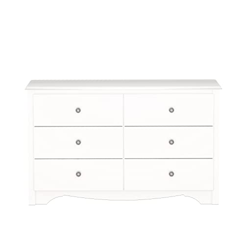 Prepac Monterey 6 Drawer Dresser For Bedroom, 16" D X 48" W X 29" H, White #TOP5