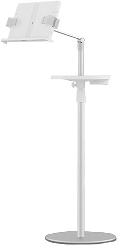 Bookstand for Reading in Bed, Floor Book Holder for Reading, Book Stand for Reading Adjustable Height Angle, Hands Free Cookbook Holder Stand for Magazines (/White)