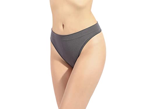 Image of GRANKEE Women's High Waisted Breathable Seamless Thong Panties,No Show Workout Underwear,Comfortable Cotton Crotch,6 Pack