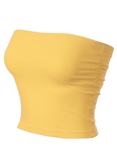 Image of MixMatchy Women's 3 Pack Tube Top Built-in Bra Strapless Ruched Bandeau