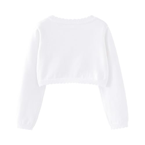 Image of Miipat Toddler Girls Cardigan Long Sleeve Bolero Shrug Kids Knit Sweater Cover Up Button Closure Cropped Tops