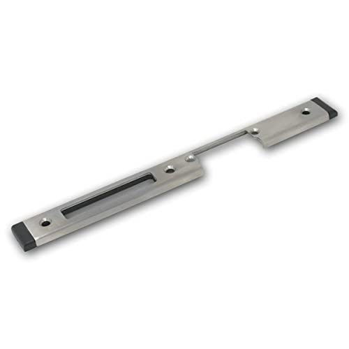 world-trading-net - Cerradero para puertas izquierdas, altura 243 mm, para abrepuertas eléctricos, acero inoxidable (stainless), con pestillo y hueco para cerrojo