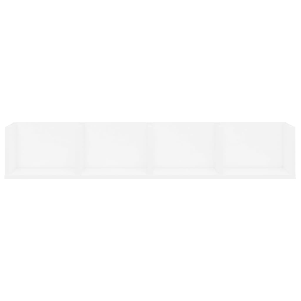 Rack Parete CD DVD Bianco Legno Multistrato Scaffale Porta CD a Parete 4 Scomparti Aperti 100x18x18 cm Organizzazione Collezione Musica Mobile da Muro Resistente