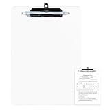 FRETONBA Plastic Clipboard with Low Profile Clip, Hanging Clipboard with Pen Holder, A4 Standard Letter Size, White 1 Pack