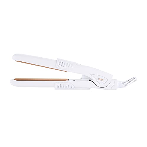 StyleCraft Shmedium Travel Hair Straightening Flat Iron, Salon Stylist, Instant Heat Technology with Travel Mat Pouch