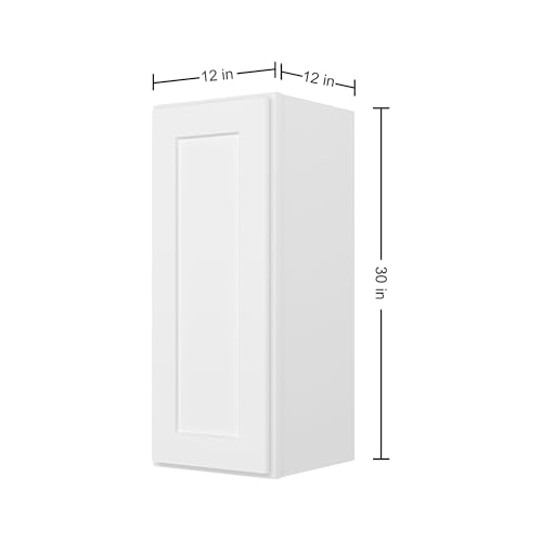 Image of Furinno Shaker Wall Kitchen Cabinet 1-Door-2 Shelves, Ready to Assemble, 12 D x 12 W x 30 H, White