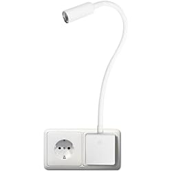 Lampara Mesita De Noche Enchufe ENUOTEK Lampara Aplique de Foco Lectura Cama de Pared LED Regulable Blanco, Luz Dormitorio Mesilla de Noche LED con Enchufe, Interruptor Tactil y Cuello de Cisne Flexible, 3W 280Lm Luz Neutra 4000K