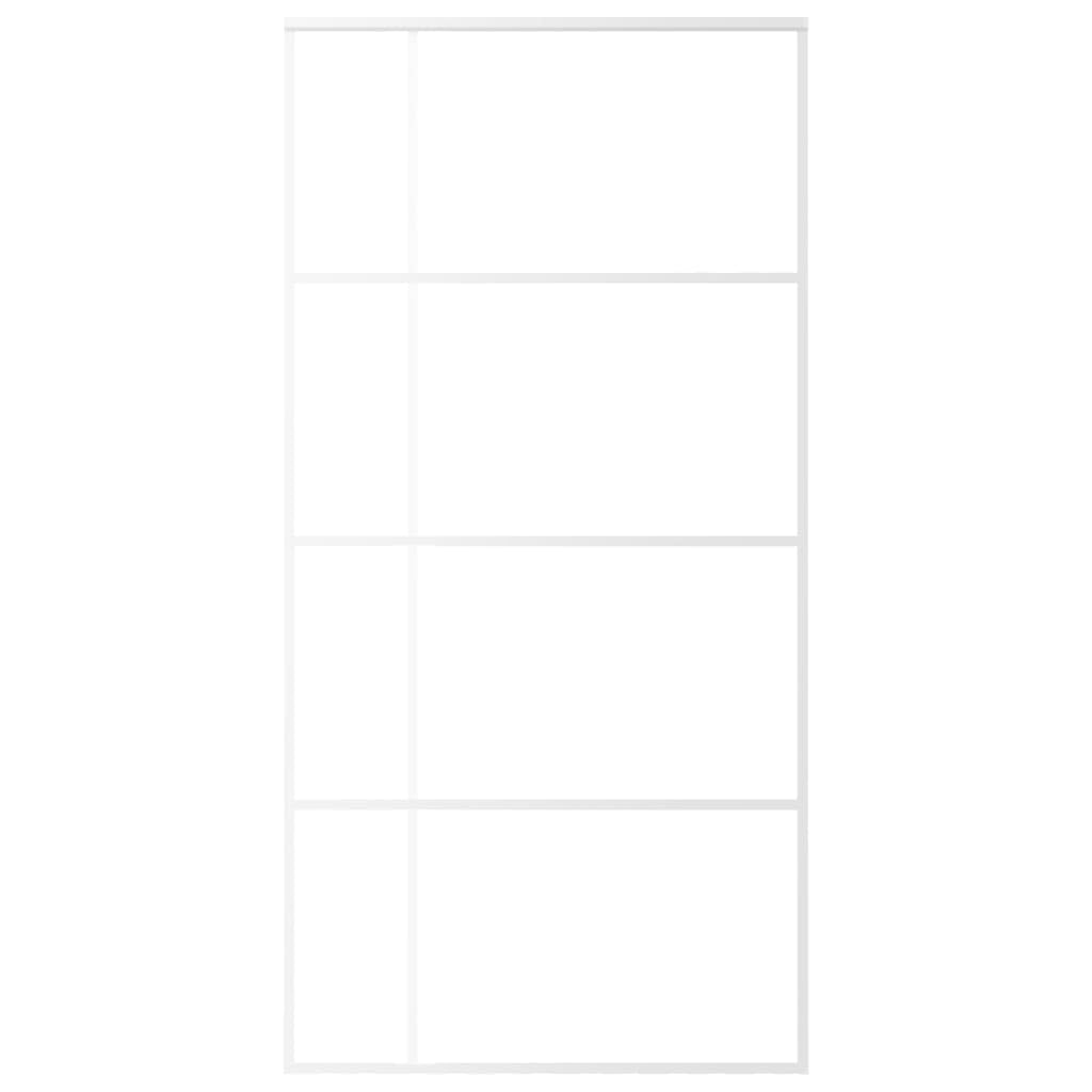 Drzwi przesuwne ESG, szkło i aluminium, 102,5 x 205 cm, białe, materiały budowlane, drzwi, drzwi domowe