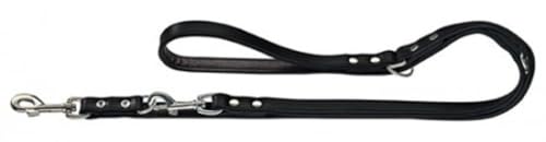 HUNTER BASIC Verstellbare Führleine für Hunde, beschichtetes Spaltleder, Kunstleder, witterungsbeständig, 1,3/200 cm, schwarz