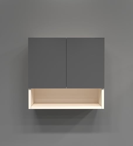 Image of SPECIALITY PANELS 2 Door Wall Cabinet with UV Profile Shutter | Wall Mounted Storage Cabinet for Kitchen Bathroom Living Room | Wooden Wall Cabinet Organizer UV Grey Finish | DIY Assembly