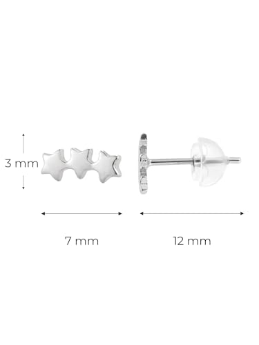 Image of Solid 925 Sterling Silver Stud Earrings for Women & Men, Hypoallergenic 18K Gold Plated & Silver Small Studs, Minimalist Elegant Earrings for Birthday, Party, Daily Gift