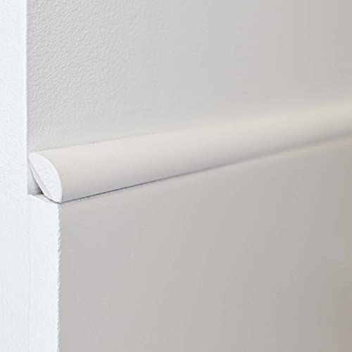 Questech Décor Quarter Round Tile Liner, 1/2 X 12 Inch Jolly Corner Tile Shower Trim, Decorative Kitchen Backsplash Tile Edge Trim Cap, Bright White Matte, 6 Pack #TOP2
