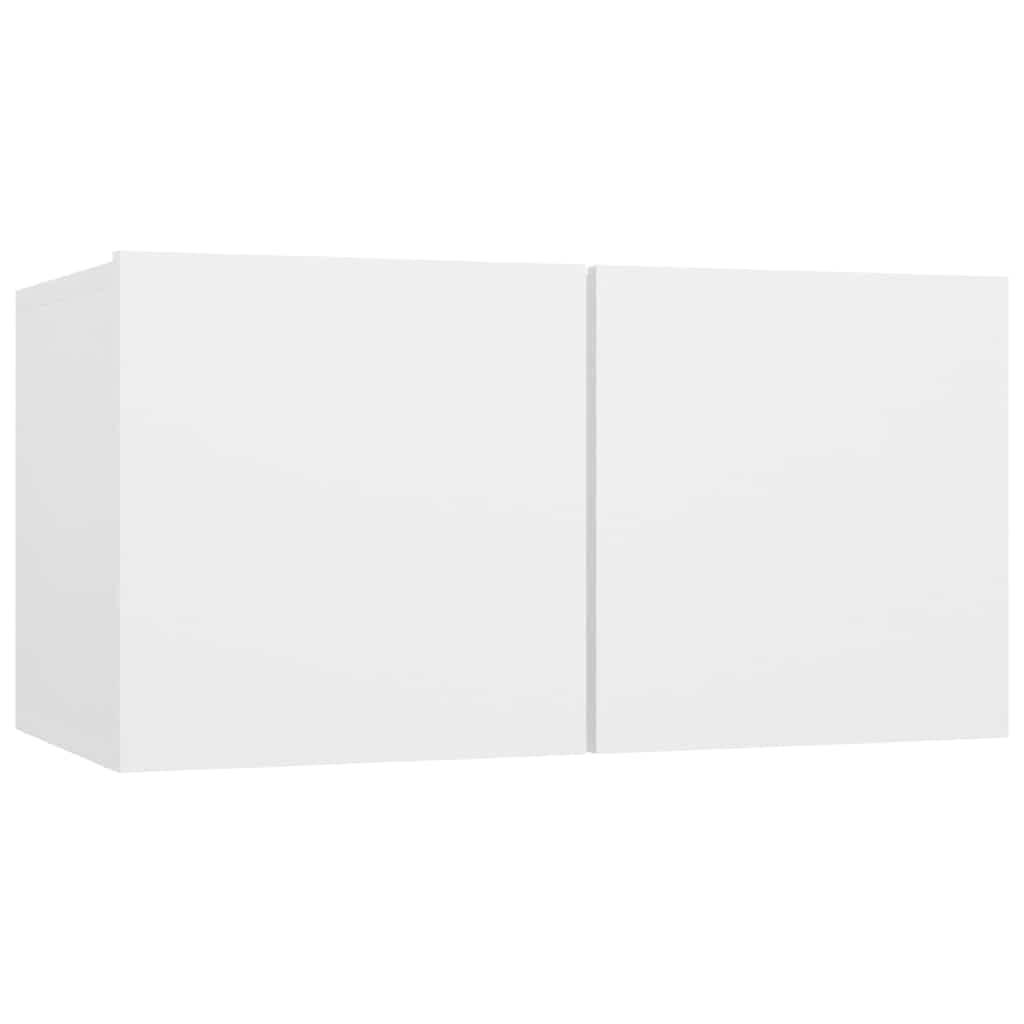 Set di 4 mobili TV sospesi da parete in legno bianco