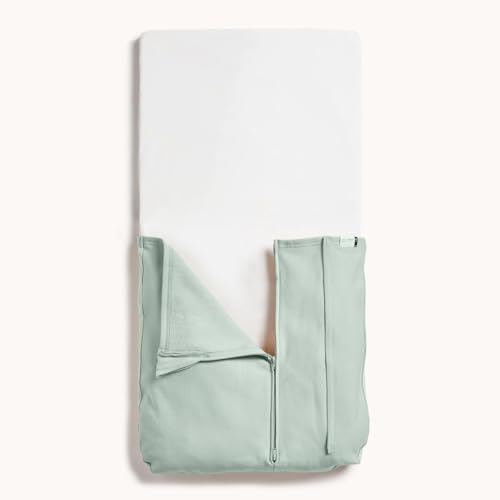 Image of ergoPouch 0.2 TOG Toddler Bedding Tuck Sheet - Newborn Baby Crib Tuck Sheet, Safe Blanket Alternative for Baby, Suitable from Birth - Zip Closure Adjustable Fit, Security and Comfort, Sage