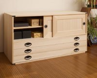 Amazon | 桐タンス引戸＋引出3杯 桐天然木 日本製 HI-0026