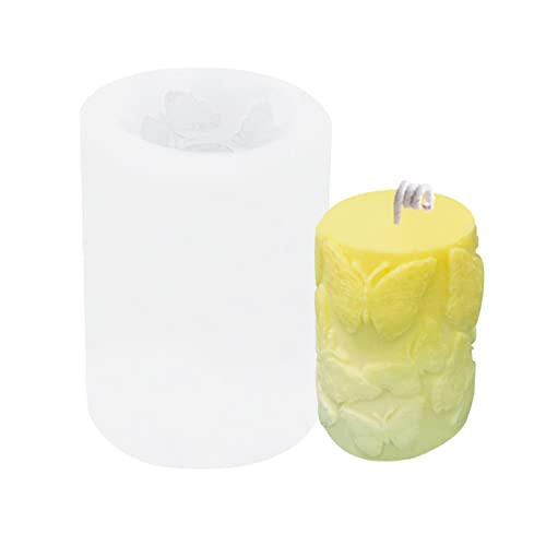 Dcfbkl Moldes cilíndricos de silicona para resinas epoxi, diseño de flores y mariposas, cilindro para hacer
