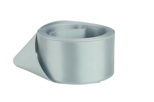 Image of Ribbon Bazaar Double Faced Satin - Premium Gloss Finish - 100% Polyester Ribbon for Gift Wrapping, Crafts, Scrapbooking, Hair Bow, Decorating & More - 5 /8 inch Silver Gray 50yd Spool