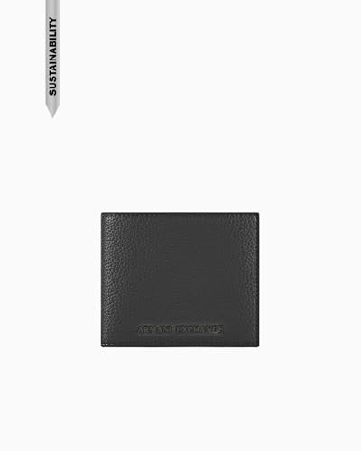 Armani Exchange Madrid, Essential, Metal Logo, Portefeuille bi-Pliable pour Homme, Noir, Taille Unique