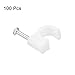 uxcell 100 Pcs 0.24 Inch Cable Clips, Round Ethernet Cable Clamps with Steel Nails, Wire Cord Holder, Cord Clips for Wires Management, White