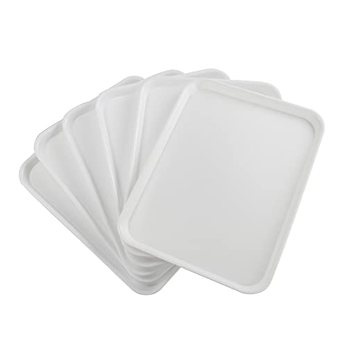 Sosody Juego de 6 Bandejas de Cafeteria de Plastico, Grande Bandejas Plastico Servir, Blanco