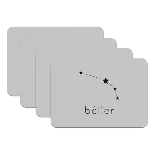 Set de table astrologie Bélier Étoile gris en caoutchouc x4 - 2