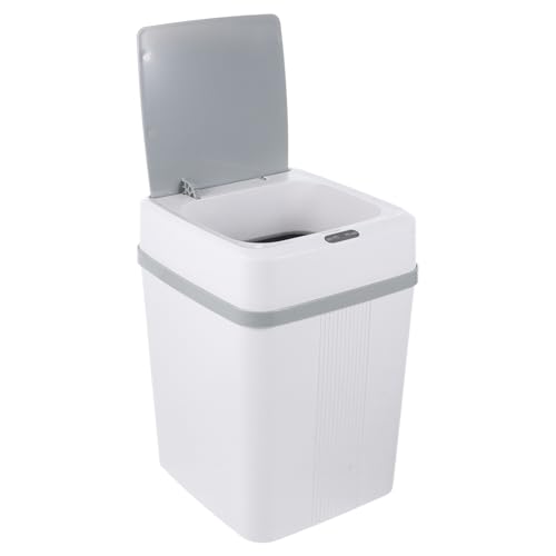 Bote de basura automático con sensor de movimiento y tapa de plástico blanco miniatura 1