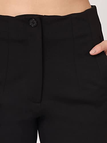 Image of BEATNIK Poly Knit Fitted Beige Womens Trousers