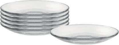 Image of Glass Saucer Plate Set of 6 - 140 ml Clear Crystal-Look Glass Tea & Coffee Saucers - Microwave & Dishwasher Safe, Heat-Resistant, Lightweight Elegant Snack Serving Plates