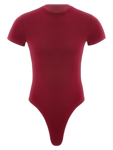 Vxuxlje Men's Short Sleeve Bodysuit Buttoned Crotch High Cut Leotard Athletic Romper Jumpsuit3